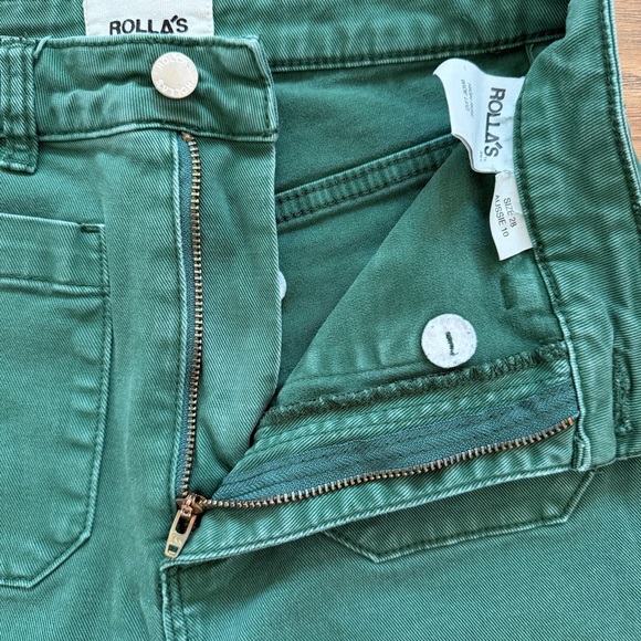 Rollas Jeans Women’s Size 28 Green High Rise Wide Leg Cropped Denim Pants - Picture 3 of 8